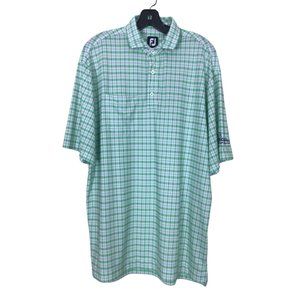 FootJoy Shirt Men’s L Large Green Collared Polo Golf Top Plaid Checkered FJ